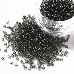 Honeyhandy Glass Seed Beads, Transparent, Round, Gray, 12/0, 2mm, Hole: 1mm, about 30000 beads/pound