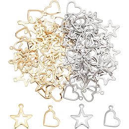 UNICRAFTALE 80pcs 2 Colors Heart Pendants Star Charms 304 Stainless Steel Hollow Star/Heart Charms Jewellery Making Charms 1-1.4mm Hole Pendants Dangle Charms Pendants for Jewelry Making