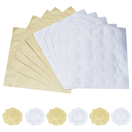 CRASPIRE 12 Sheets 2 Colors Paper Adhesive Flower Wax Seal Stickers, For Envelope Seal, Mixed Color, 198x186x0.1mm, Sticker: 38mm, 6 sheets/color