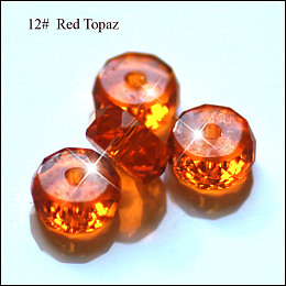 Honeyhandy Imitation Austrian Crystal Beads, Grade AAA, Faceted, Flat Round, Dark Orange, 8x3.5mm, Hole: 0.9~1mm