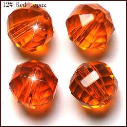 Honeyhandy Imitation Austrian Crystal Beads, Grade AAA, Faceted, Round, Dark Orange, 6mm, Hole: 0.7~0.9mm