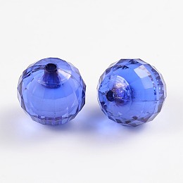 Honeyhandy Transparent Acrylic Beads, Bead in Bead, Faceted, Round, Medium Blue, 20mm, Hole: 2mm, about 110pcs/500g