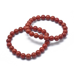 Honeyhandy Natural Red Jasper Bead Stretch Bracelets, Round, 2-1/8 inch~2-3/8 inch(5.5~6cm), Bead: 8mm