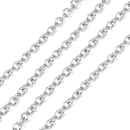 Honeyhandy 304 Stainless Steel Cable Chains, Unwelded, Oval, Stainless Steel Color, 4x3x0.8mm