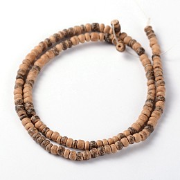 Honeyhandy Natural Coconut Rondelle Bead Strands, 4x1.5~4.5mm, Hole: 1mm, about 144pcs/strand, 15 inch