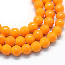 Honeyhandy Baking Painted Glass Round Bead Strands, Orange, 8.5~9mm, Hole: 1.5mm, about 105pcs/strand, 31.8 inch