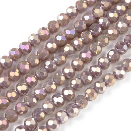 Arricraft Faceted Round Full Rainbow Plated Electroplate Glass Beads Strands, Rosy Brown, 4mm, Hole: 1mm, about 100pcs/strand, 14.9 inches