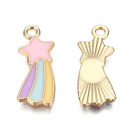 Honeyhandy Alloy Enamel Pendants, Light Gold, Shooting Star & Rainbow, Colorful, 23.5x9x2mm, Hole: 2mm