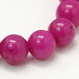 Honeyhandy Natural Mashan Jade Round Beads Strands, Dyed, Medium Violet Red, 4mm, Hole: 1mm, about 98pcs/strand, 15.7 inch