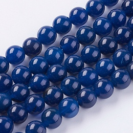 Honeyhandy Natural Agate Beads Strands, Dyed, Round, Midnight Blue, 8mm, Hole: 1mm