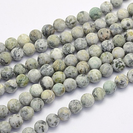 Honeyhandy Natural Crazy Agate Beads Strands, Round, Dyed & Heated, Frosted, Cornsilk, 8~8.5mm, Hole: 1mm, about 47pcs/strand, 14.9 inch(38cm)