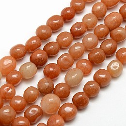 Natural Red Aventurine Nuggets Beads Strands, Tumbled Stone, 9~14x9~14mm, Hole: 1mm, about 38pcs/strand, 15.5 inch