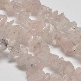 Honeyhandy Chip Natural Rose Quartz Beads Strands, 5~8x5~8mm, Hole: 1mm, 34 inch