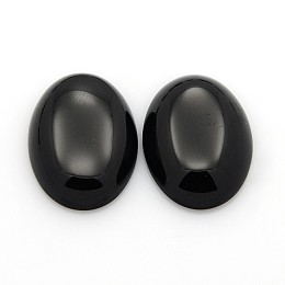 Honeyhandy Natural Black Agate Cabochons, Oval, 25x18x5~7mm