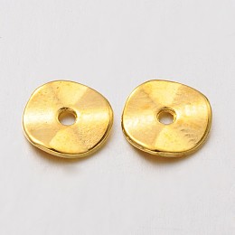 Honeyhandy Tibetan Style Alloy Wavy Spacer Beads, Flat Round, Golden, Lead Free & Cadmium Free & Nickel Free, 10x1mm, Hole: 2mm