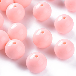 Opaque Acrylic Beads, Round, Light Salmon, 20x19mm, Hole: 3mm