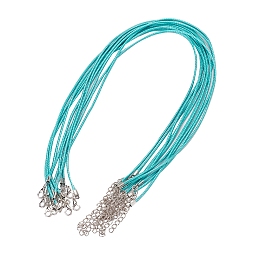 Honeyhandy Waxed Cord Necklace Making, with Zinc Alloy Lobster Clasps, Platinum, Dark Turquoise, 17.8 inch~18 inch(45.5~46cm), 2mm