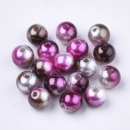 Honeyhandy Rainbow ABS Plastic Imitation Pearl Beads, Gradient Mermaid Pearl Beads, Round, Coconut Brown, 4x3.5mm, Hole: 1.2mm, about 720pcs/20g