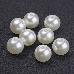 Honeyhandy 10MM Round Imitated Pearl Acrylic Beads, Creamy White, 10mm, Hole: 2mm