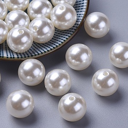 Honeyhandy 16MM Creamy White Color Imitation Pearl Loose Acrylic Beads Round Beads for DIY Fashion Kids Jewelry, 16mm, Hole: 2mm