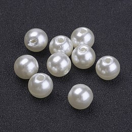 Honeyhandy Creamy White Round Chunky Imitation Loose Acrylic Pearl Beads, 8mm, Hole: 1.8~2mm