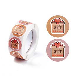 Honeyhandy 2 Colors Paper Gift Sticker Rolls, Round Dot Decals for Gift Bag Sealing, Gift Box Pattern, Gift Box Pattern, 25mm, 500pcs/roll