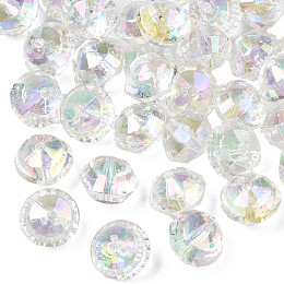 Honeyhandy Transparent Acrylic Beads, Faceted, AB Color Plated, Rondelle, Clear AB, 13x10mm, Hole: 2mm