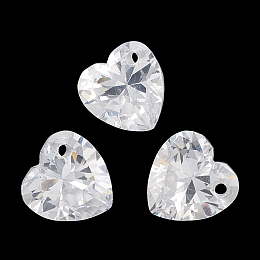 Honeyhandy Cubic Zirconia Charms, Faceted, Heart, Clear, 8x8x4.5mm, Hole: 1mm