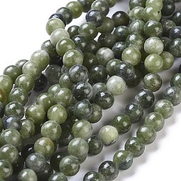 Honeyhandy Natural Gemstone Beads, Taiwan Jade, Round, Olive, about 6mm in diameter, hole: 0.8mm, about 64pcs/strand, 16 inch