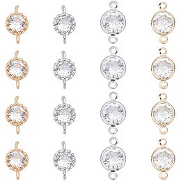 SUPERFINDINGS 32Pcs 4 Style Transparent Diamond Flower Charming Connectors Crystal Pendant Links with Rhinestone Cubic Zirconia Link for Jewelry Making, Hole: 1 mm