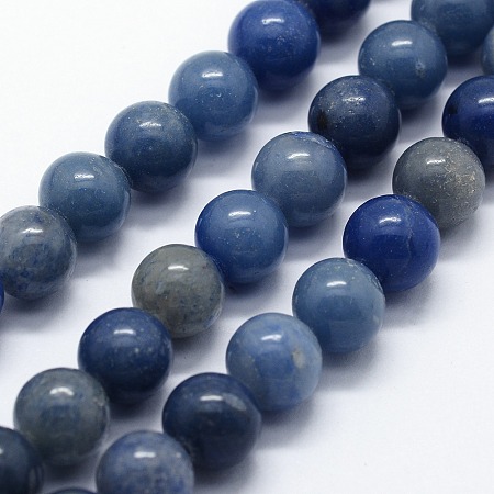 ARRICRAFT Natural Blue Aventurine Beads Strands, Round, 10mm, Hole: 1mm, about 37pcs/strand,  14.96 inches(38cm)
