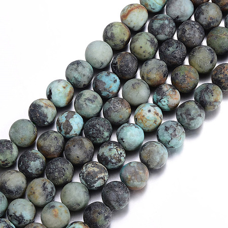Arricraft Frosted Natural African Turquoise(Jasper) Round Beads Strands, 8mm, Hole: 1mm, about 48pcs/strand, 15.5 inches