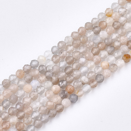 Arricraft Natural Sunstone Beads Strands, Faceted, Round, 2.5mm, Hole: 0.5mm, about 159pcs/strand, 15.7 inches