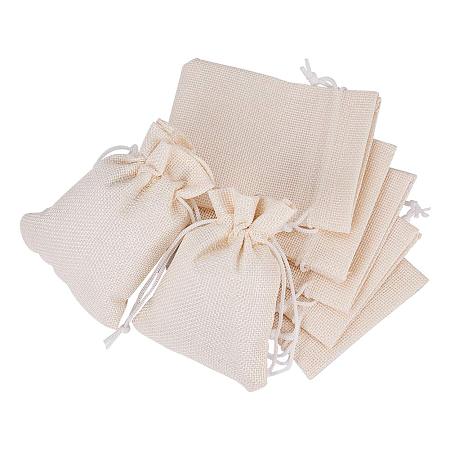 BENECREAT 25PCS Burlap Bags with Drawstring Gift Bags Jewelry Pouch for Wedding Party Treat and DIY Craft - 4.7 x 3.5 Inch, Cream