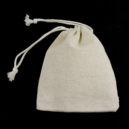 NBEADS 250 Pcs 4.3x3.7 Inch Wheat Drawstring Cotton Bags Muslin Bags