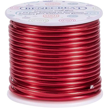 BENECREAT 9 Gauge 55FT Tarnish Resistant Jewelry Craft Wire Bendable Aluminum Sculpting Metal Wire for Jewelry Craft Beading Work - Red, 3mm