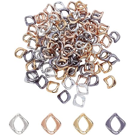 Pandahall Elite 4 Colors Plastic Linking Rings 120pcs Open Twist Linking Rings Curb Chains Connectors C-Clip Hooks Chain Links for Chunky Necklace Earring Eyeglass Chain DIY Craft Purse Strap, 26x22mm