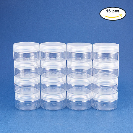 BENECREAT 16 Pack 4oz(120ml) Slime Storage Favor Jars Clear empty wide-mouth plastic containers with clear lids for DIY slime making