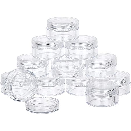 BENECREAT 36 Pack 3ml Empty Clear Plastic Bead Storage Container jar with Rounded Screw Top Lids for Beads, Nail Art, Glitter and Travel Cream