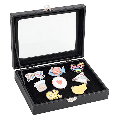 OLYCRAFT Pin Display Case Badge Display Cases Badge Storage Showcase Brooch Display Case with Clear Window for Hard Rock Badges and Medals Collectible - 20x16x5cm