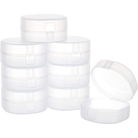 BENECREAT 8Pack PP Round Bead Storage Containers Cylinder Bead Containers Clear Storage Organizer Box 2.8x2.7 inch with Hinged Lids for Eye Shadow, Powder, Beads, Jewelry and Small Items