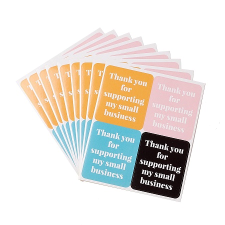 Honeyhandy Thank You Sticker, Self Adhesive Stickers, Rectangle with Word Thank You for Supporting My Small Business, Mixed Color, 13x10.8x0.01cm, 25 sheets/bag