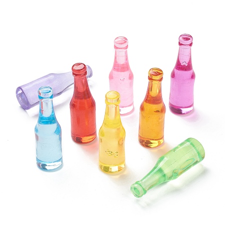 Honeyhandy Bottle Acrylic Transparent Cabochons, Decorate Accessories, Mixed Color, 48x15mm, about 84pcs/bag
