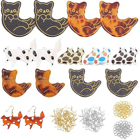 OLYCRAFT 118pcs Cat Theme Resin Earring Pendants 18pcs Cute Cat Resin Statement Jewelry Findings Resin Earring Accessories with Earring Hooks Jump Rings for Jewelry Making - 9 Styles