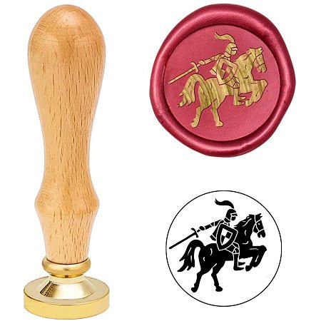 PandaHall Elite Running Knight Wax Seal Stamp, Knight Sealing Stamp with Wooden Handle for Envelope Embellishment, Gift Package, Invitation Letter Decoration on Christmas, Valentine's Day