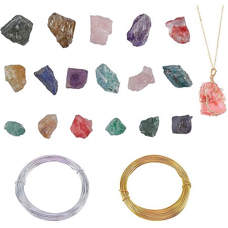 NBEADS Chakra Stones Set, Natural & Synthetic Mixed Quartz Stone Beads and Aluminum Wire for DIY Wire Wrapped Jewelry Making Kits