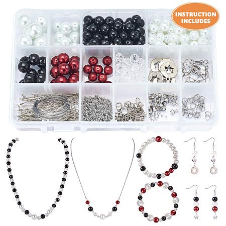 SUNNYCLUE 1 Box DIY 2 Set Jewelry Making Kit 8mm/10mm/12mm Pearl Beads Beading Starter Kit, Tools, Instruction, Jewelry Making Supplies Findings Instruction for Adults Girls Women