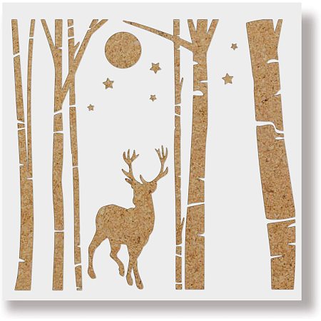BENECREAT 12x12 Inches Forest Deer Template Stencil Christmas Deer Stencils for Art Scrabooking Cardmaking, and Christmas DIY Wall Floor Decoration