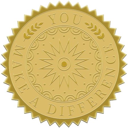 BENECREAT 100 Packs Embossed Gold Foil Stickers (You Make a Difference) Certificate Seals 2x2