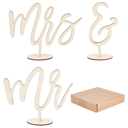 CRASPIRE Mr & Mrs Sign for Wedding Table Wooden Letters Wedding Decorations Set, Standing Mr & Mrs letters for Wedding Anniversary Table Photo Props Sign Decorations